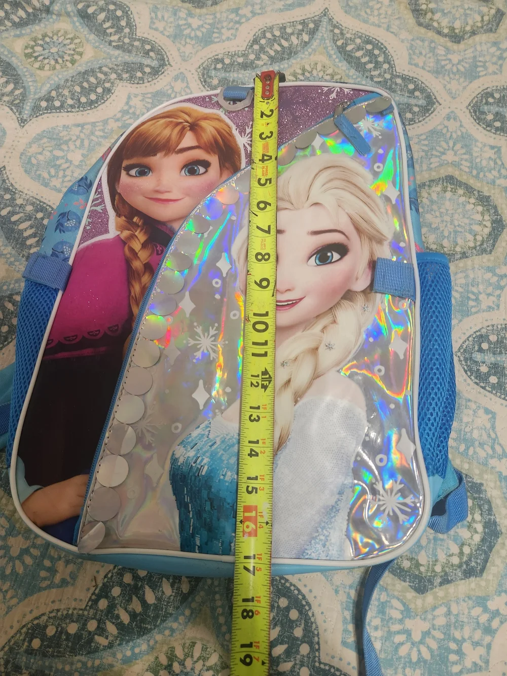Disney Frozen Kids Holographic Elsa & Anna Backpack - Blue / Purple / Pink